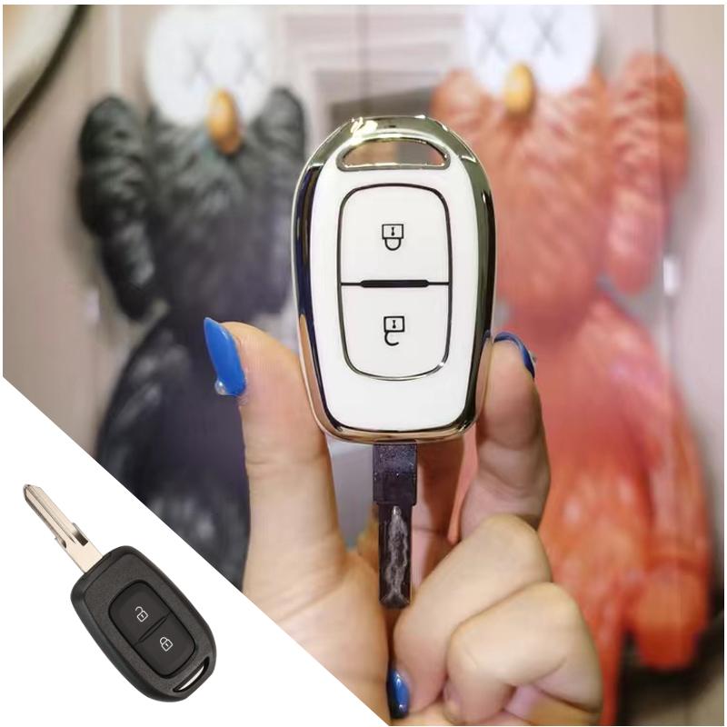 2 Bottons Silver Tpu Auto Key Fob Cover Case Fit For Renault Fit For Renault Sandero Symbol Trafic Dacia Logan Auto Accessories