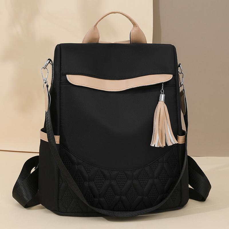 Mochila con Borlas para Mujer Mochila Patchwork de Nailon