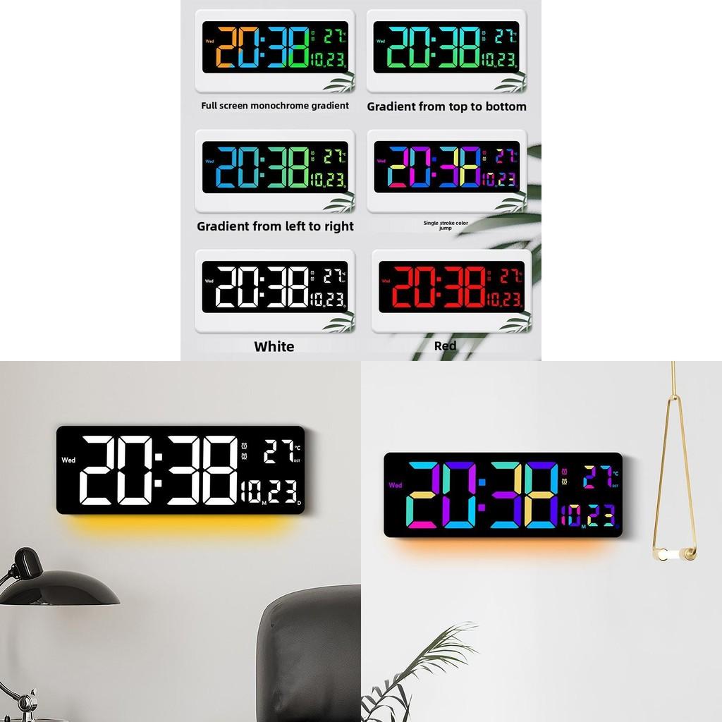 Digital Wall Clock With Rgb Led Lights Modern Living Room Decor Extra Large Display