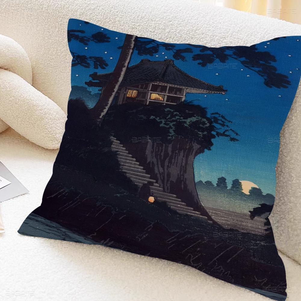 Japanese Landscape Series Office Cushion Pillowcase Car Cushion Cover45X45CM Lumbar Pillowcase Sofa Pillowcover