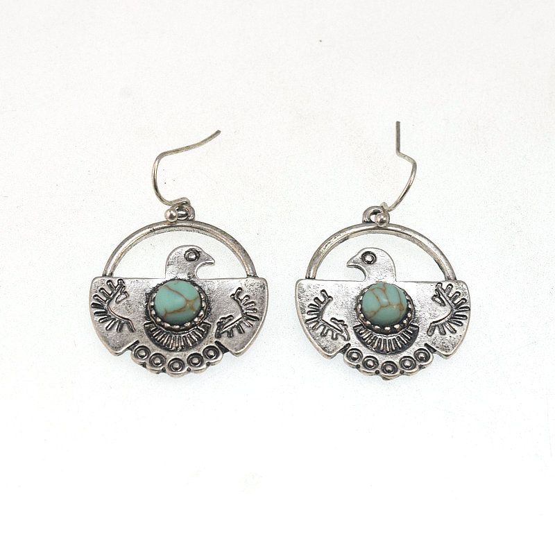 

Fashion Foreign Trade Original Order Fashion and Trendy Accessories Stylish Retro Textured Turquoise Earrings Eardrop Earring Female 221110 Default
