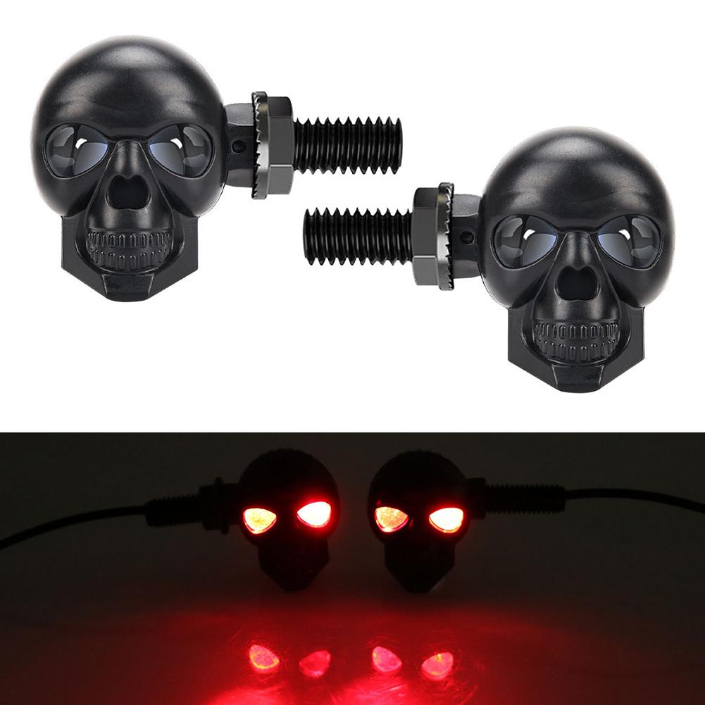 2PCS Motorcycle LED Skull Shape Waterproof Fog Light Auxiliary Turn Signal Light Taillight LED Indicator Light