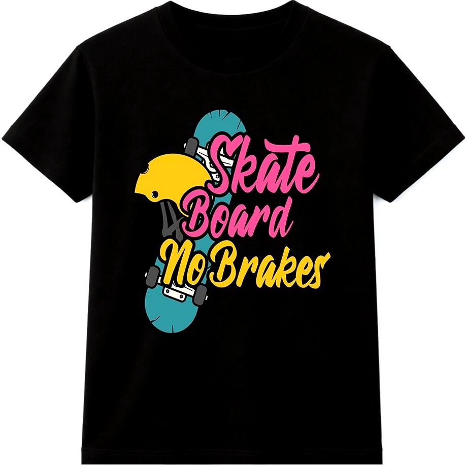 Skateboarding T Shirt Skater Graphic Tee No Brakes Streetwear Skateboard Top M