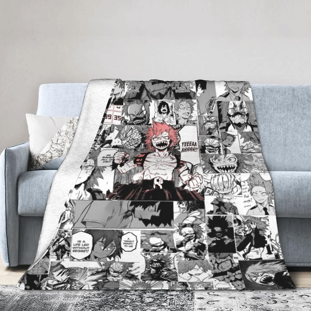 Uraraka Ochako Collage Knitted Blankets Academy Anime Manga Throw Blankets Summer Air Conditioning Ultra-Soft Warm Bedspreads