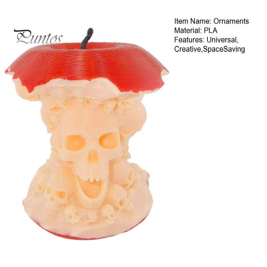 Creative Resin Sculpture 3D Printed Apples Skull Figurine, Spooky Skeleton Artistic Craft Collectible Sculpture, Halloween Gothic Desktop Decor,