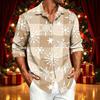Men's Casual Long Sleeve Christmas Print Shirt for Spring and Fall