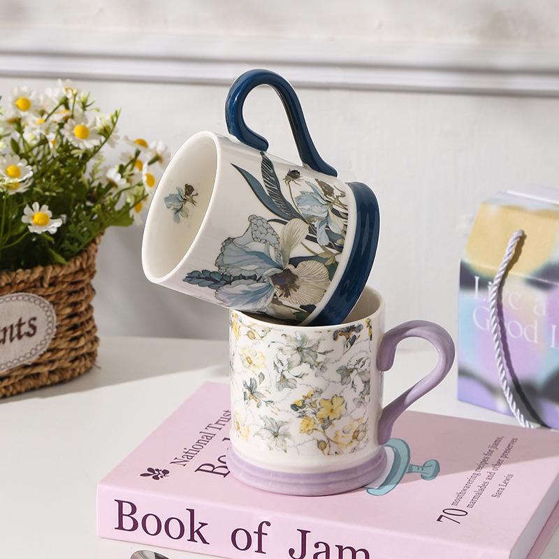 Iris Ceramic Mug Event Opening Gift Creative Flowers High Precision Water Cup Event Business Souvenir