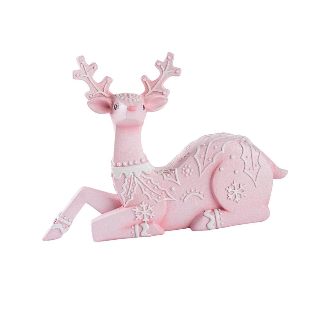 Christmas Reindeer Statue Xmas Elk Figurine Party Ornament Animal Adornment Holiday Decoration Deer Sculpture for Indoor Desk
