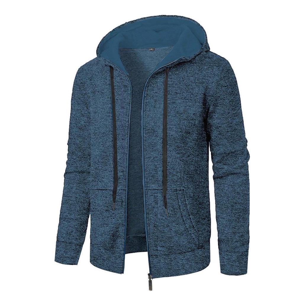Men's Casual Jacquard Knit Hoodie Cardigan