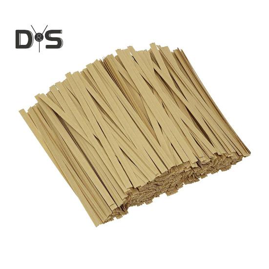 1000 Stuks Kraftpapier Twist Ties Herbruikbare Binders met Draadkern Flexibele Kabelbinders voor Verpakking Brood Cake Snoep Feestbedankjes