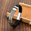 Bracciale Punk Hip Hop Europeo & Americano in Acciaio Inossidabile & Pelle