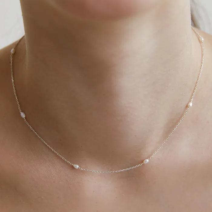 (Silver 925) Joy Pearl Link Chain Necklace NZ2404