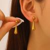Stainless Steel Metal Waterdrop Pendant Earring Necklace Set For Women Fashion Gold Color Clavicle Chain Waterproof Zircon Gift