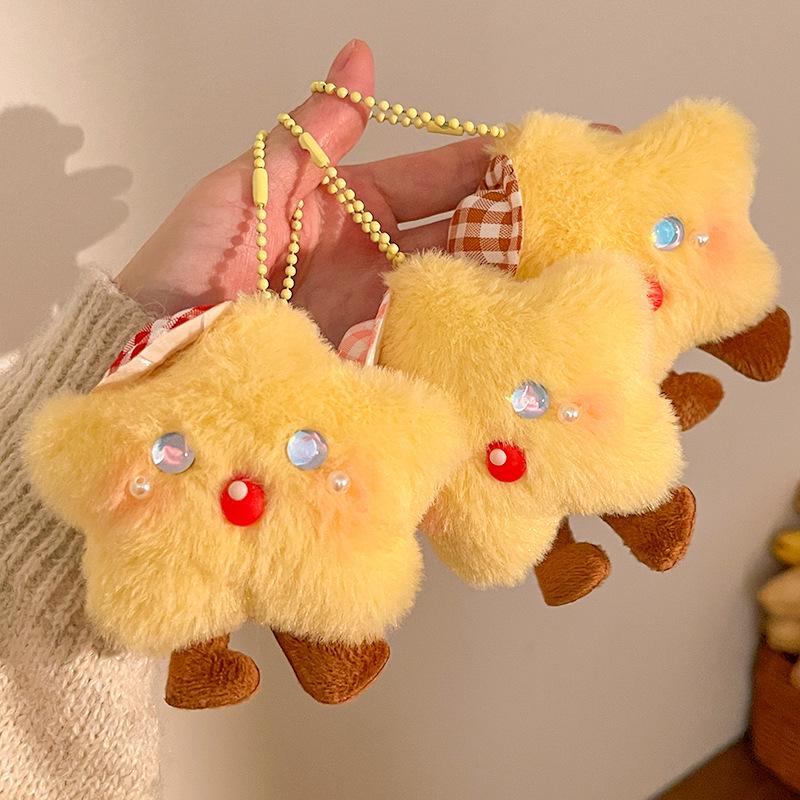Adorable Plush Star Doll Keychain - Cute Backpack Accessory