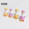 Small Animal Decoration 4Pcs Mini Cartoon Duck Figurines, Cute Polka-dot Pajamas Statues, Macaron Color Decor Ornaments for Car Console