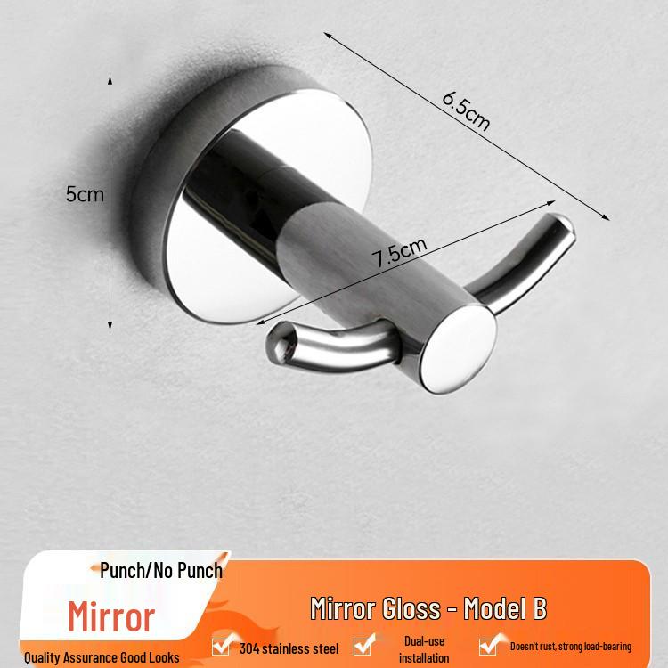 Gunmetal Grey Punch-Free 304 Stainless Steel Wall-Mounted Coat and Hat Hook
