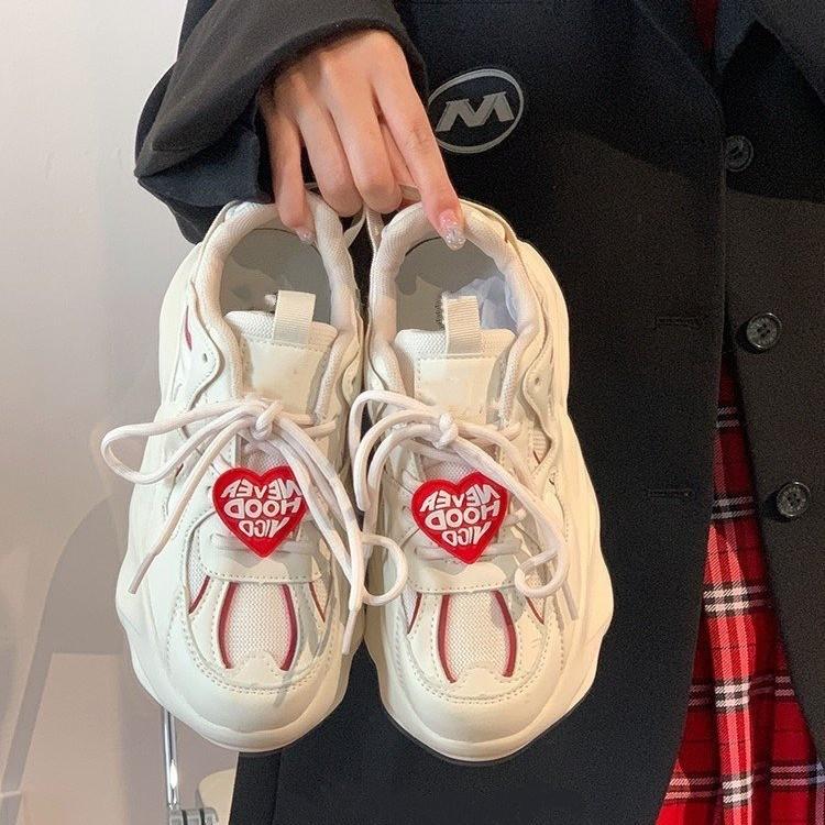 Dad Shoes Women's Autumn and Winter New Ins Platform White Shoes Versatile Student Sports and Leisure Shoes