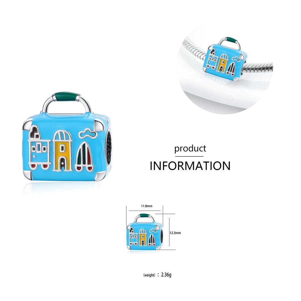 New 925 Silver Travel Passport Rome Paris Italy Plane Dangle Charms Beads Fit Original Bracelet Necklace KeyChain Diy Jewelry