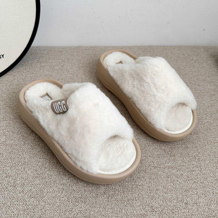 Premium Thick-bottomed Fluffy Slippers Women's Spring and Autumn Outer Wear Fashion 2025 New Internet Celebrity Fluffy Heightening Cotton Slippers