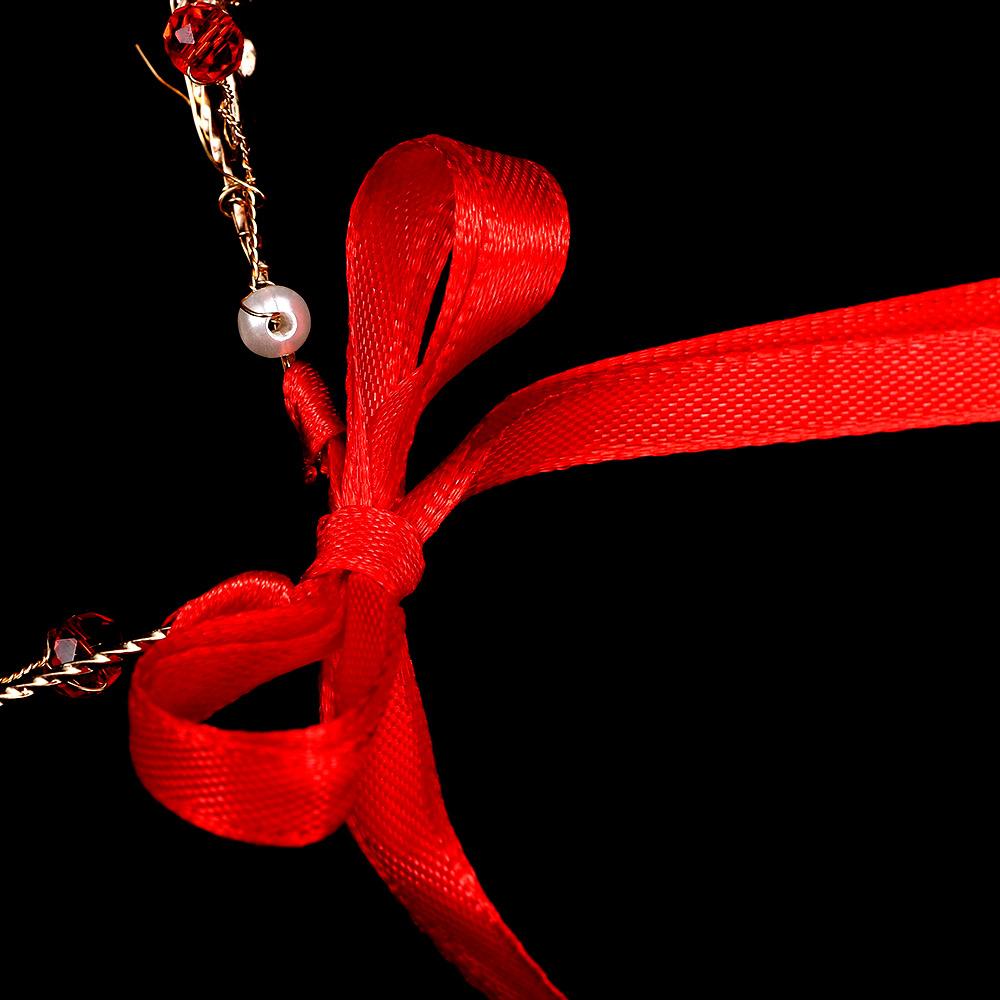 Rose Flower Crown Bridesmaid Headband With Ribbon Bride Hairband Earring Set Red Crystal Pearl