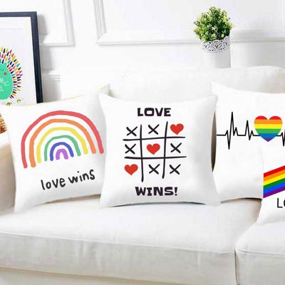 Rainbow Love Wins Pillow Cover for New Couple Bedroom Home Decor Love Pillowcase Tic Tac Toe Love Wedding Gift Pillows 45*45CM
