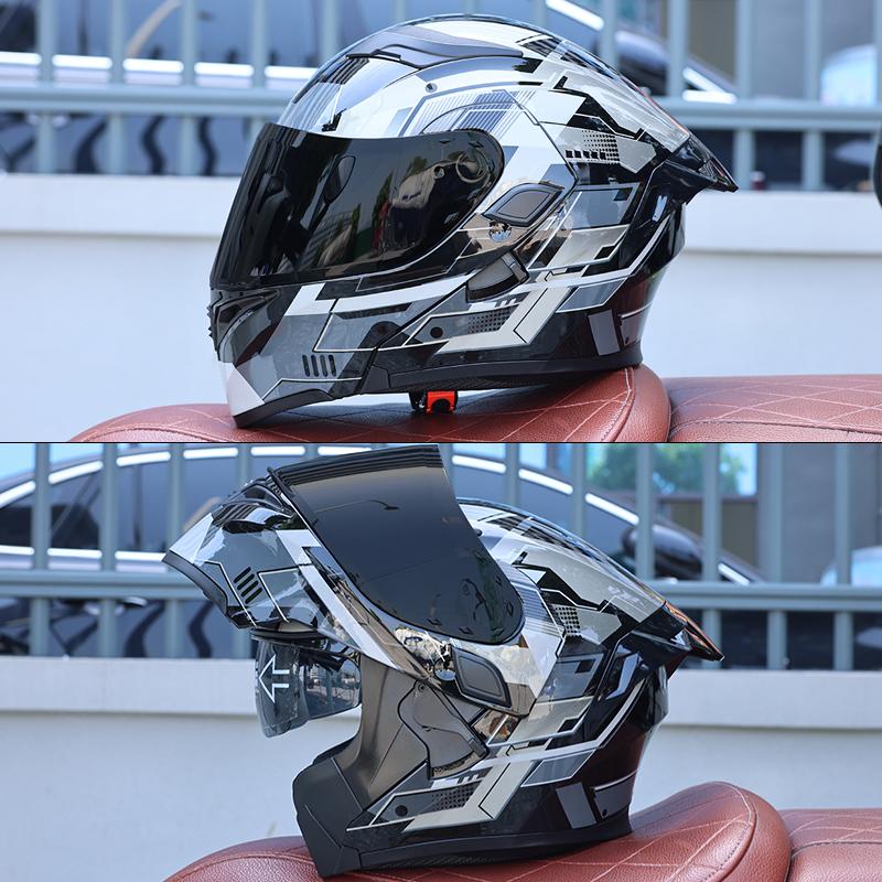 DOT Certified Modular Motorcycle Helmet Double Visor Design Men Women All Season High Strength ABS Comfortable Riding Helmet
