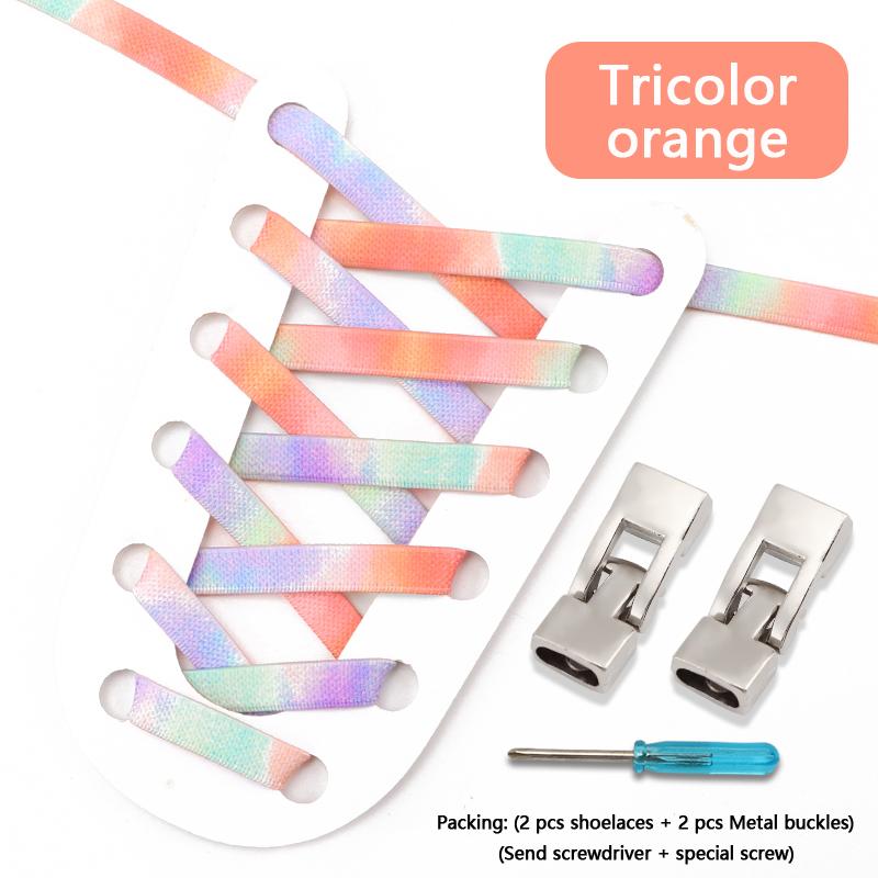 Cross Lock Shoelaces Colorful Rainbow Elastic Flat Laces Without Ties Shoelace Sneakers No Tie Shoe Laces Kids Adult Shoestrings
