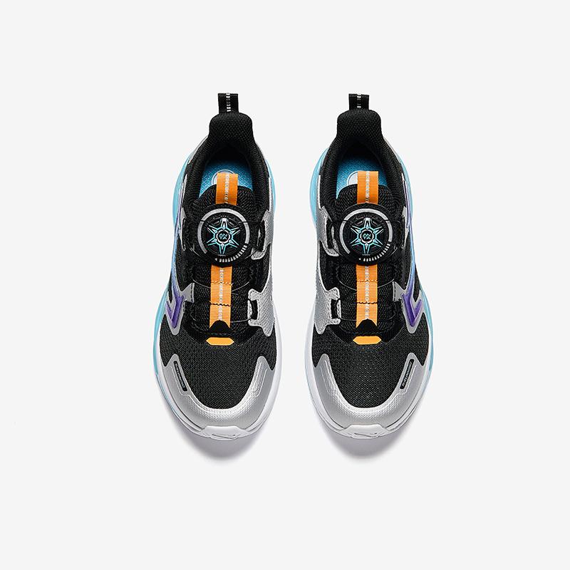 Anta Kids Casual Lightweight Breathable Shock Absorbing Low Top Running Shoes Men sneaker Black Silver Iceland-Blue A12445536-1