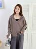 Hooded zipper knitted sweater women's autumn and winter new fashion lazy top loose sweater jacket sweater