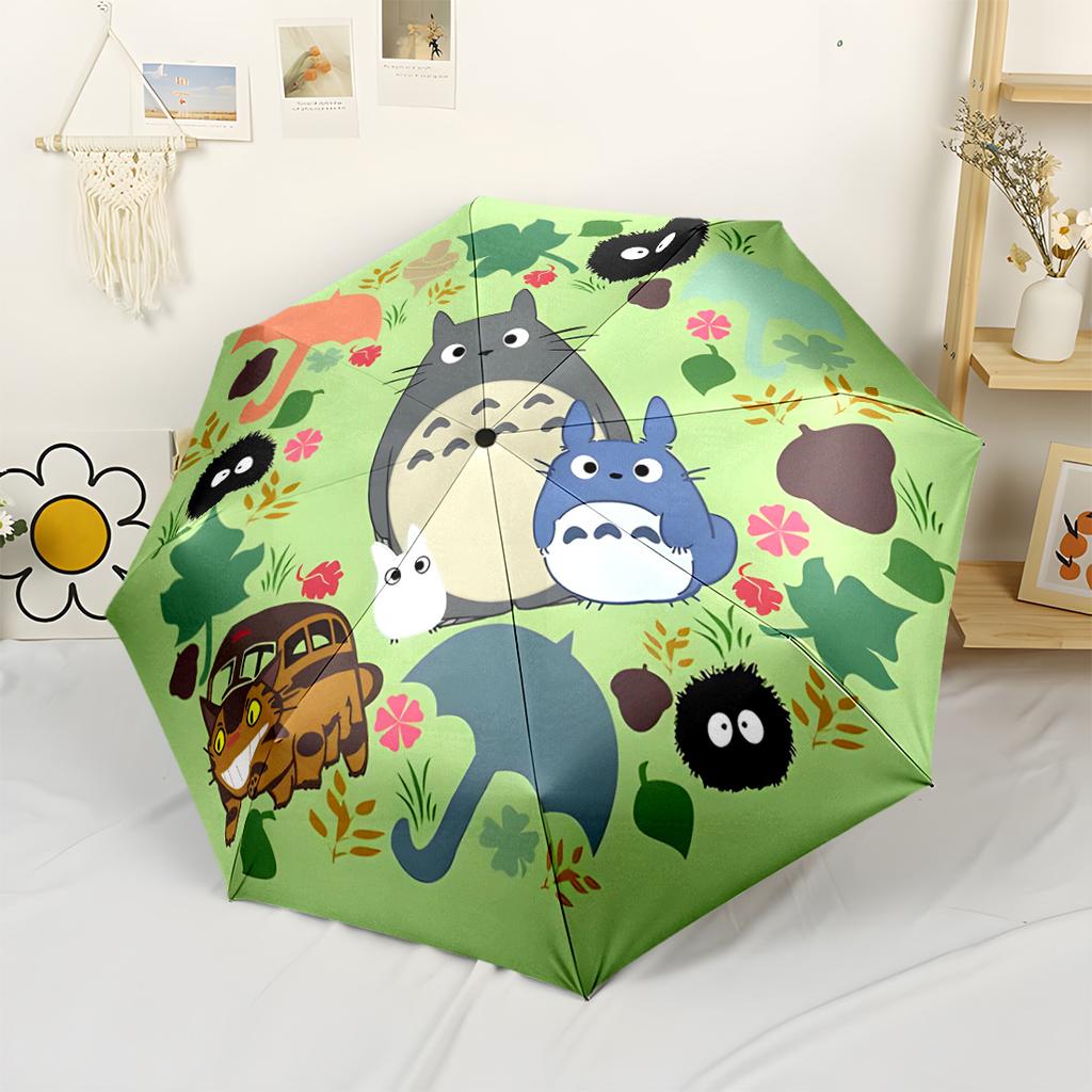 Totoro Moonlit Night Portable Automatic Umbrella Sturdy 8-Rib Shaft Lightweight for Outdoor Daily Use Fashion Lovers Best for Christmas