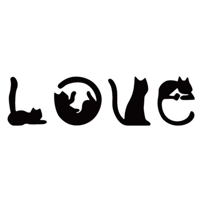 3D Acrylic Cat Cartoon Animal Mirror Wall Sticker - LOVE Design for Bedroom/TV Background