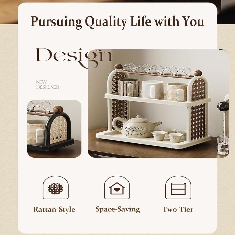 2026 Spring New Multifunctional Coffee Cup Storage Rack Kitchen Seasoning Bottle Cosmetic Storage Living Room Desktop Decoration