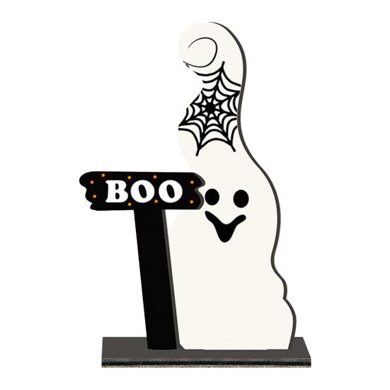 Cute Ghost Wooden Table Sign, Rustic Halloween Tiered Tray Centerpiece, Small White Ghost Sign for Party, Home, Shelf Decor
