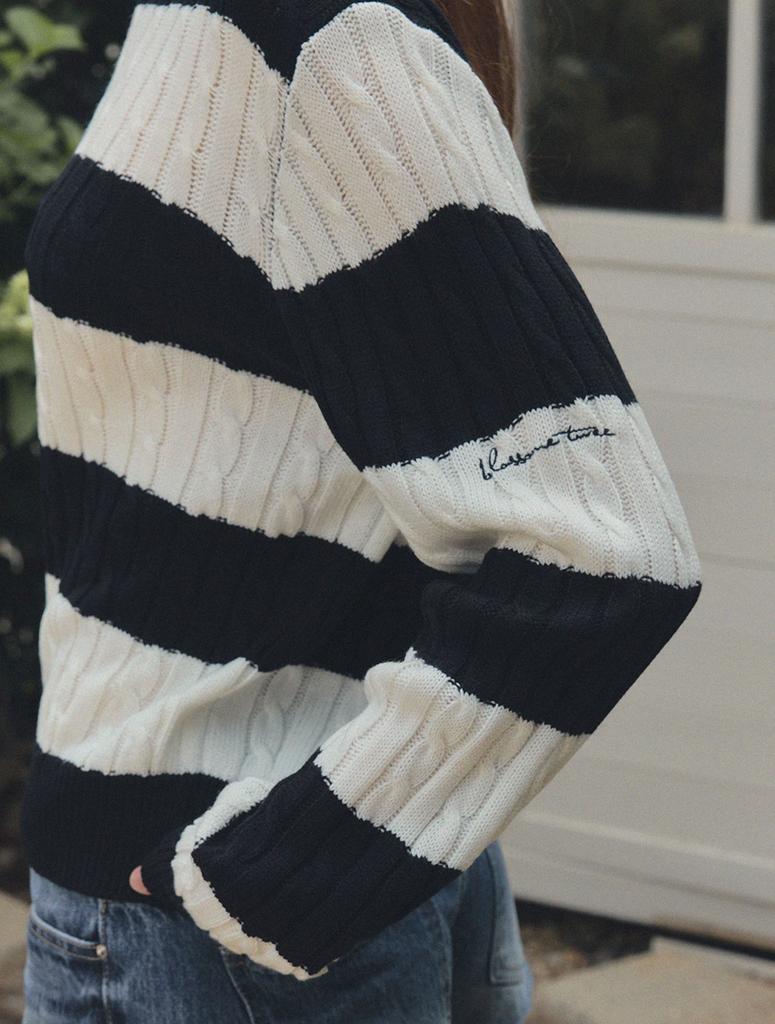 Teuwi Fade Color Block Stripe Long Sleeve Knit