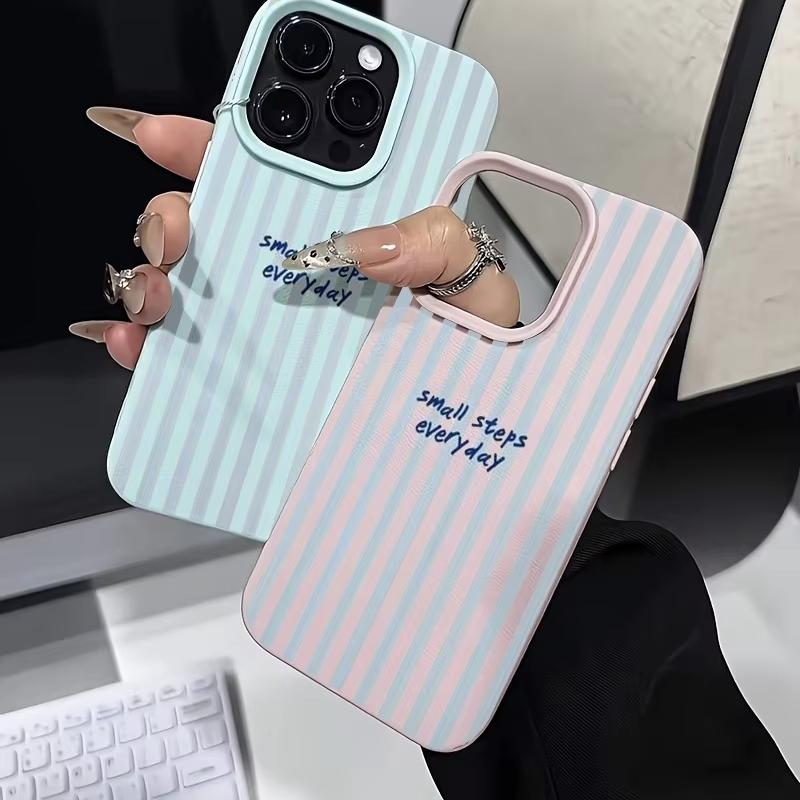 Blue Striped English Slogan Pattern Phone Case For iPhone 17 Pro Max 16 15 14 13 12 11 XS Max X XR 7 8 Plus 16E 17E 17 Air Cover