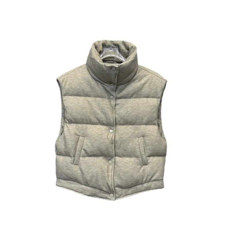 Thickened down vest women's new thickened stand-up collar corduroy vest white duck down thermal vest