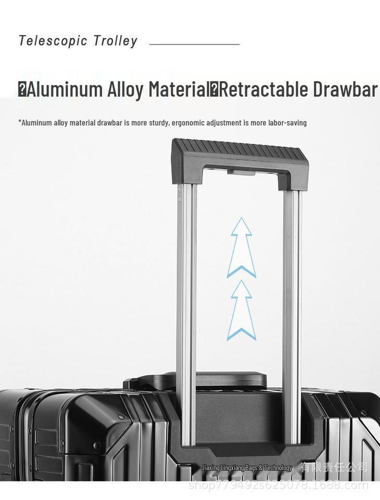24" Aluminum-Magnesium Alloy Trolley Luggage with Universal Wheels