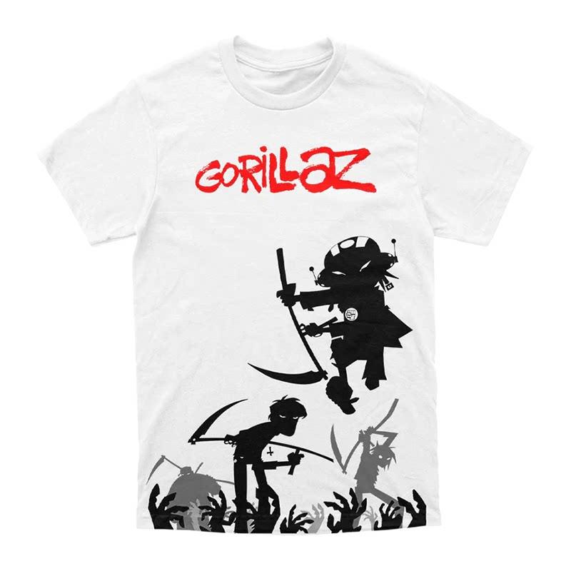 Pop British Virtual Band Gorillaz Casual High Street Short-sleeved Pure Polyester Printed T-shirt for Europe and America