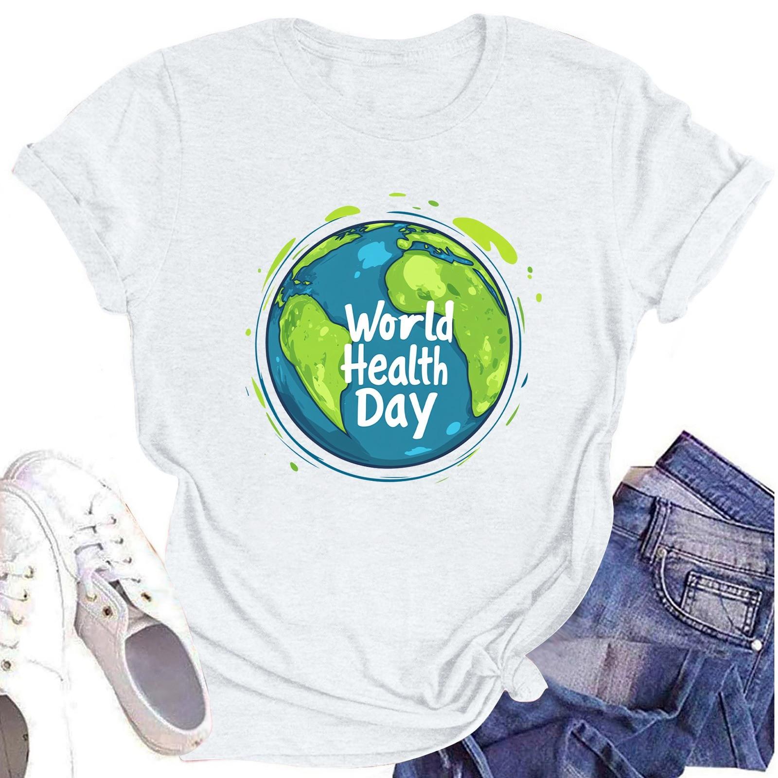 

Жіноча повсякденна повсякденна футболка з круглим вирізом і короткими рукавами з принтом XL білий