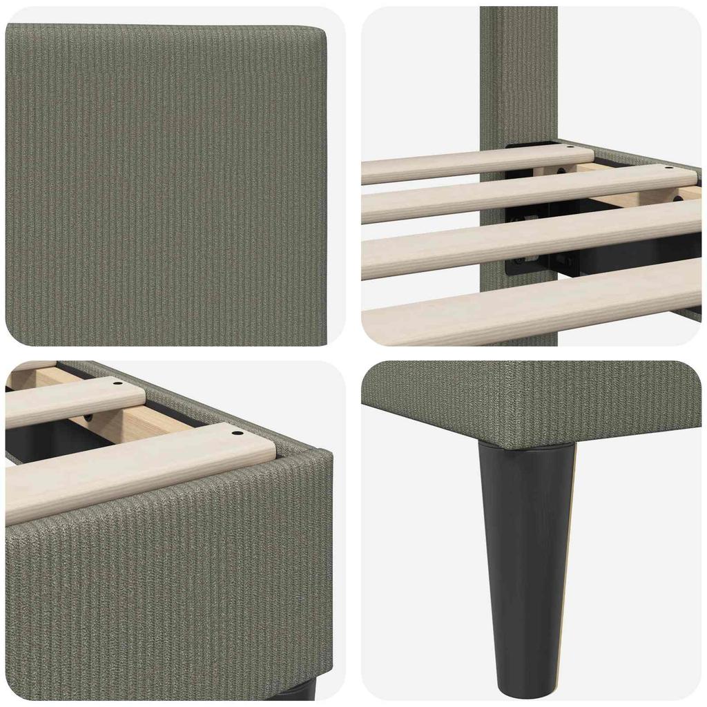 Bed Frame with Headboard Light Grey 120 x 190 cm Cord Fabric