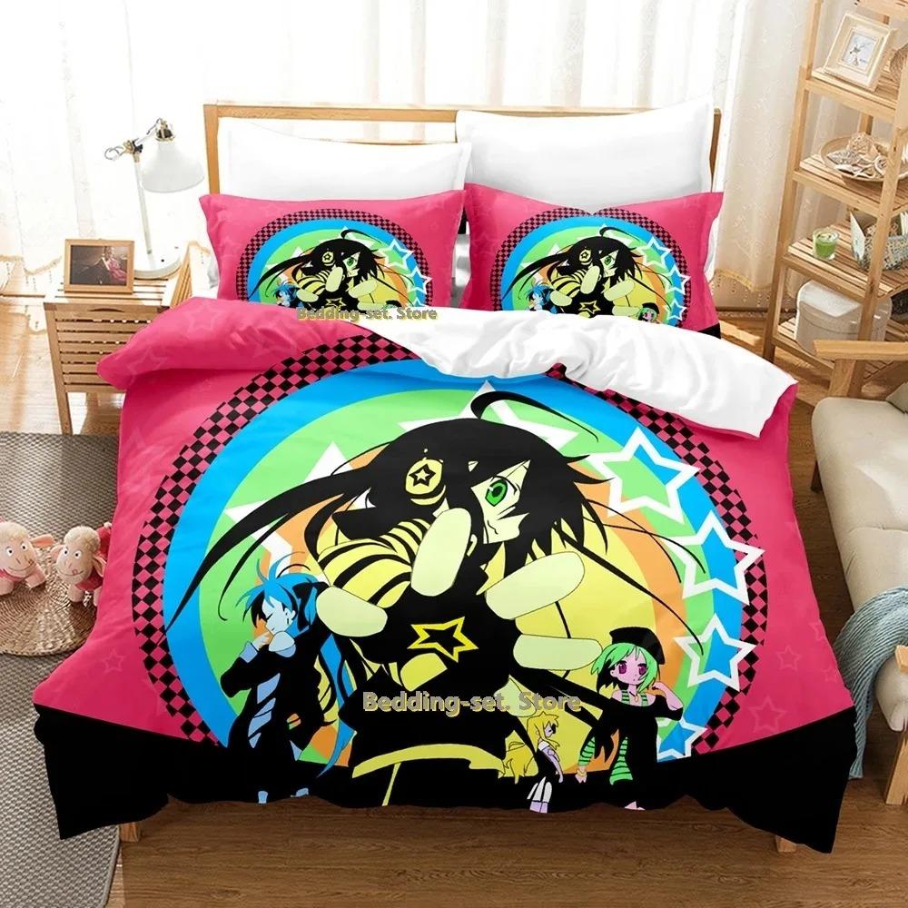 Lucky Star Konata Bettwäscheset Einzelbett Twin Full Queen King Size Bettset Schlafzimmer für Erwachsene Bettbezugsets Anime Bettlaken-Set