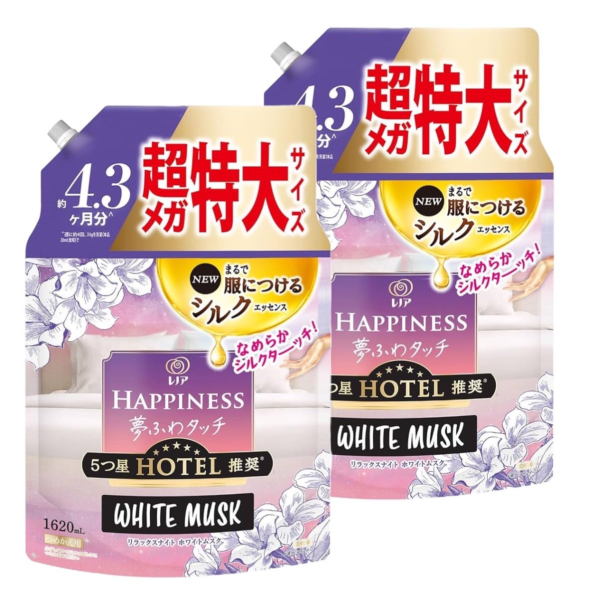 

Lenor Happiness Dream Fuwa Touch Fabric Softener Relax Night White Musk Refill (Set of 2) (1620mL)