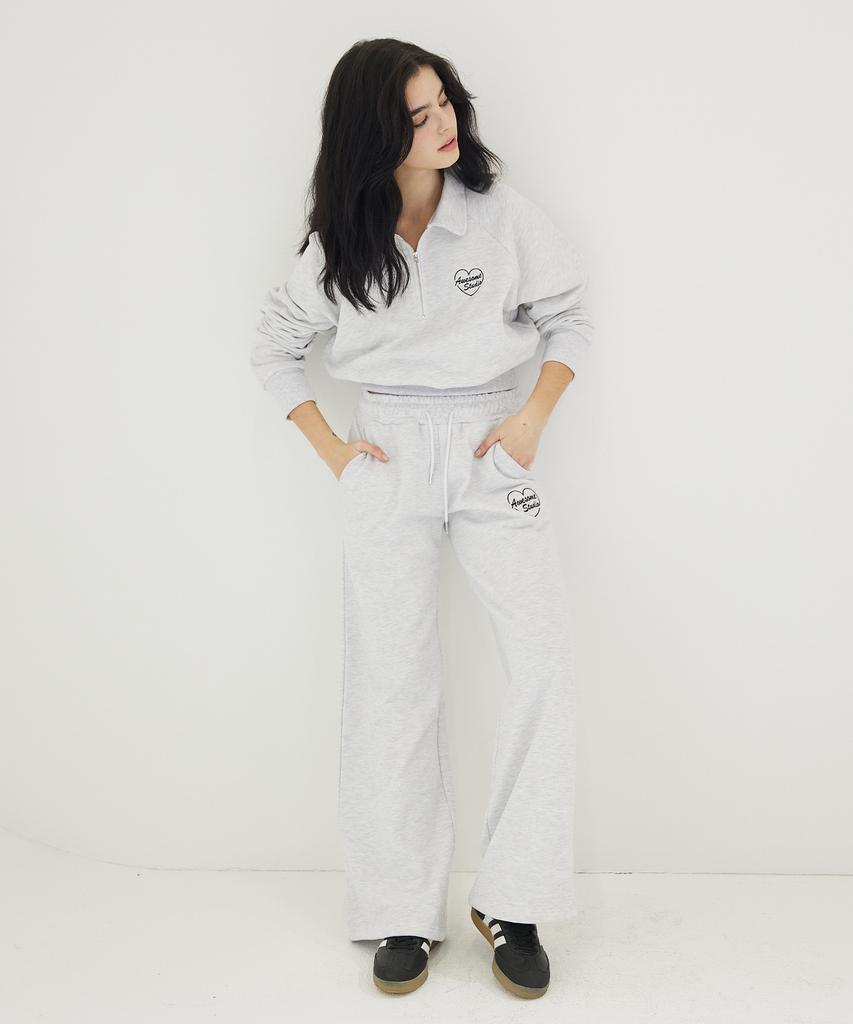 AWESOME STUDIO Low-Waist Wide Sweatpants White Gray
