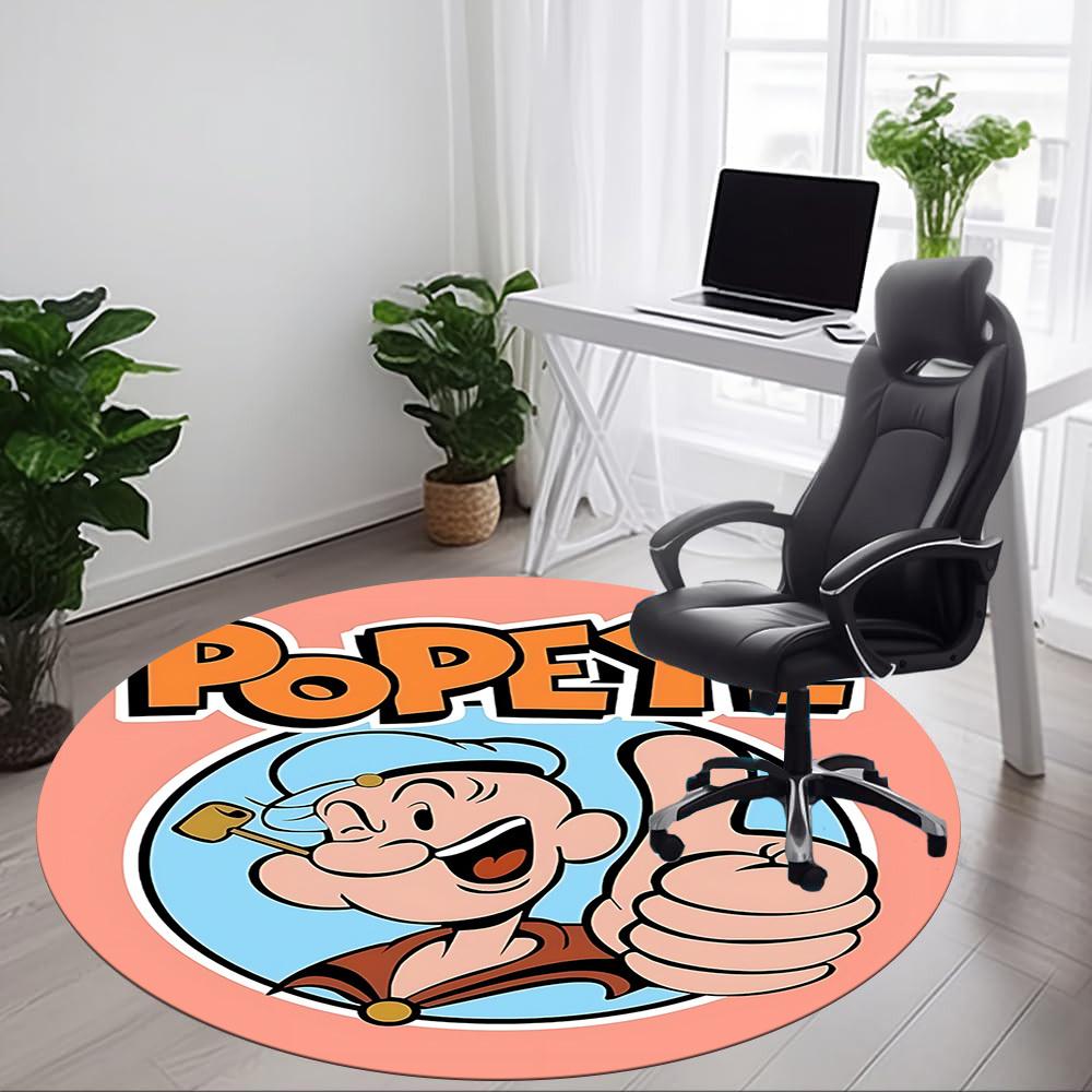 1pc Popeye Logo Office Round Area Rug, Bedroom Living Room Home Decor, Room Deco, Offic a1016064