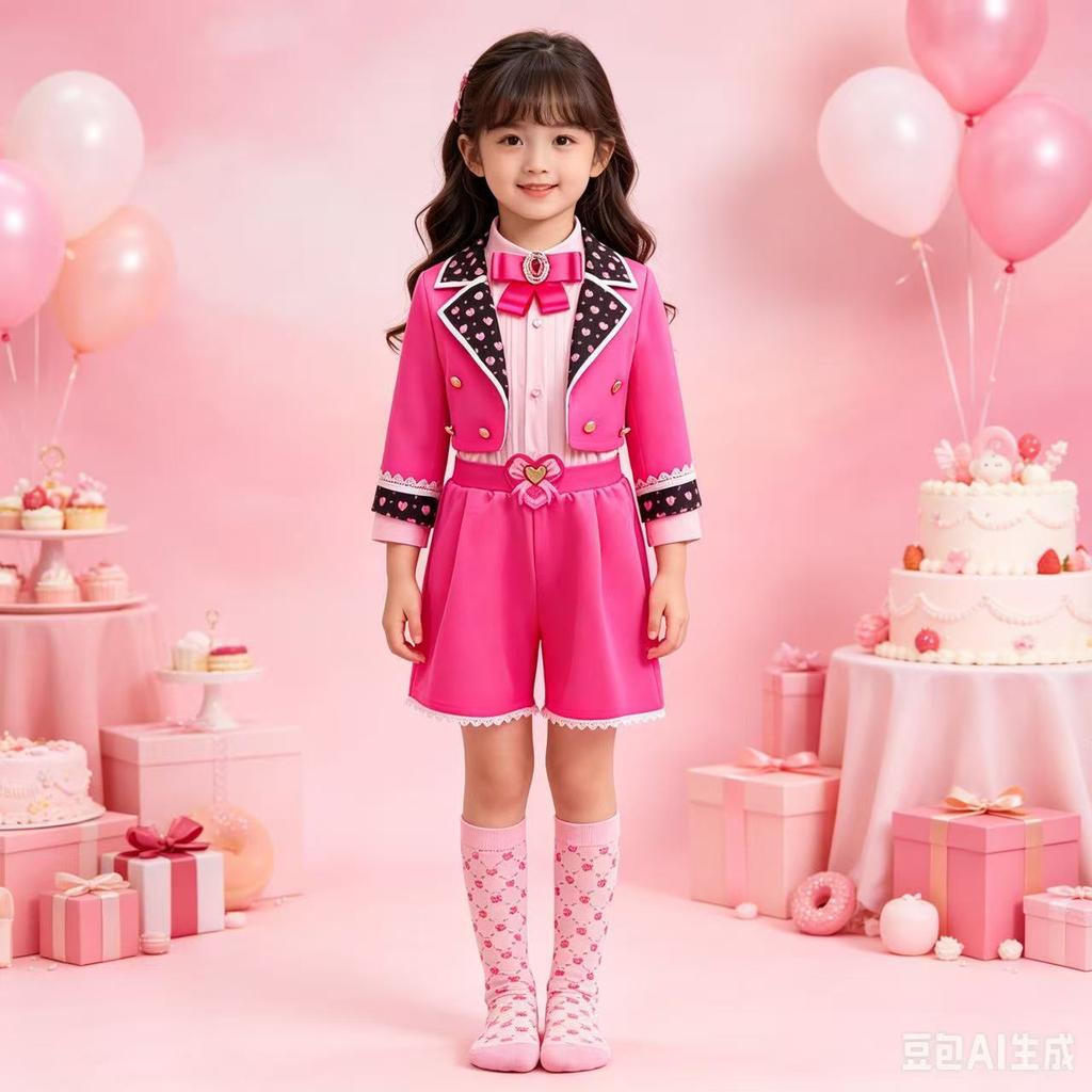2026 New Hot Descendants Red Kids Dress Set Halloween Stage Performance Costume