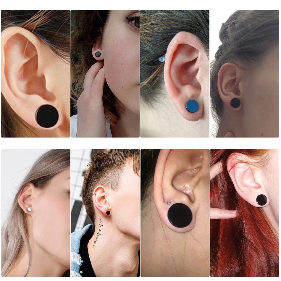 2pcs/lot Fashion Steel Punk Stud Earrings For Men and Women Gothic Pop Hip Hop Fake Earrings Jewelry Gift 6-14mm