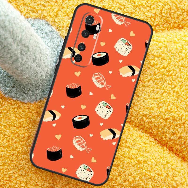 Kawaii Sushi Pattern Case For Xiaomi 17 Pro Max 13 14 15 Ultra 13T 14T 15T Cover For POCO X7 X5 X6 F5 F6 F7 F8 Pro