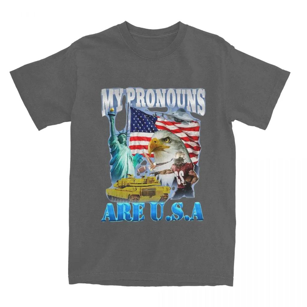 My Pronouns Are USA Funny Meme for Men Women T Shirt United States American Apparel Leisure Tee T-Shirts Cotton Clothes