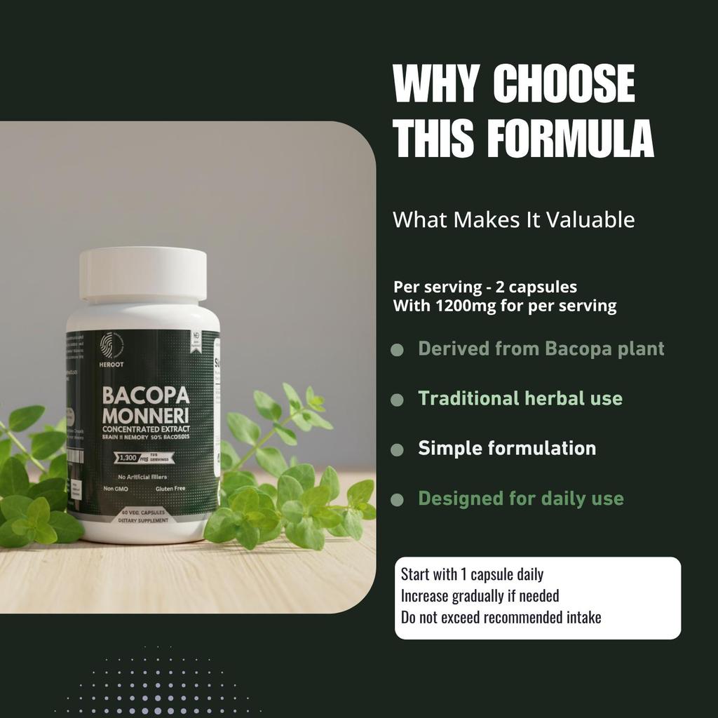 Bacopa Monnieri (Brahmi) 60 Capsules | Extract Powder | Organic