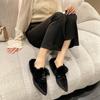 Fashion Fur Women Flats Cotton Boots Pointed Toe Suede Warm Shoes Winter Designer Snow Boots Short Plush Walking Sexy Lady Shoes